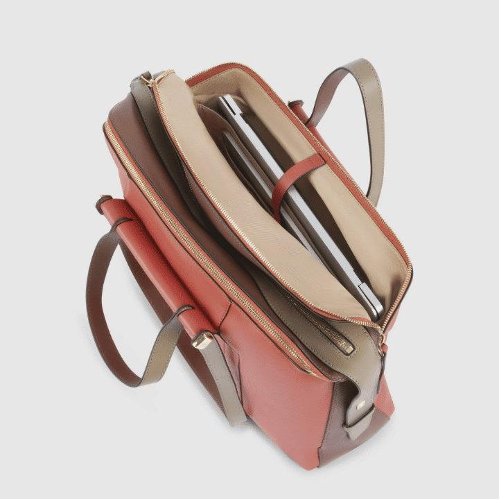 PIQUADRO Borsa donna porta pc con scomparto arancio/marrone 