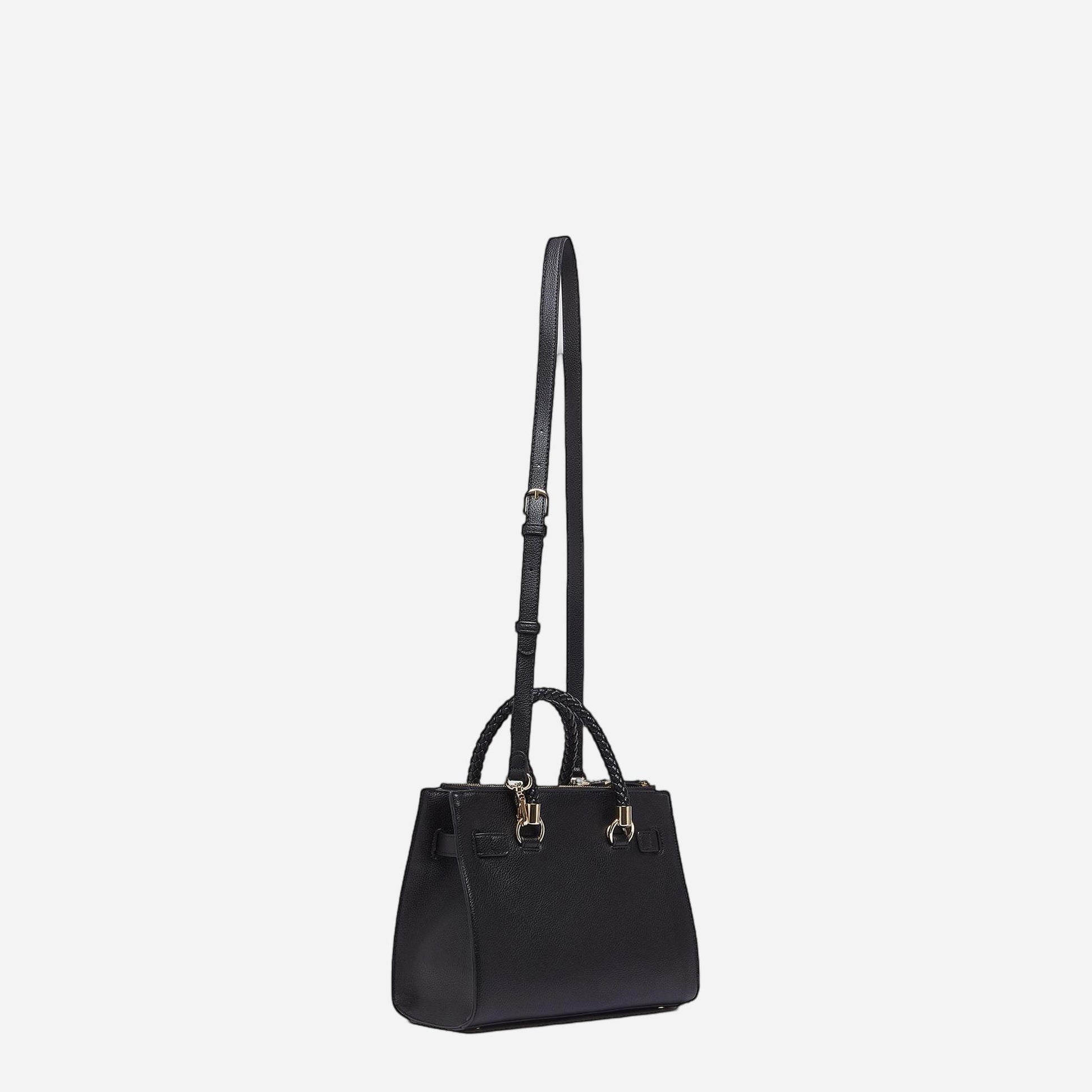 LIU JO Borsa satchel piccola con charms BLACK 