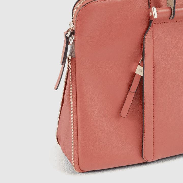 PIQUADRO Cartella 14'' in pelle con tracolla arancio/marrone 