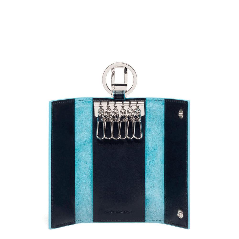PIQUADRO Portachiavi grande in pelle BLU2 