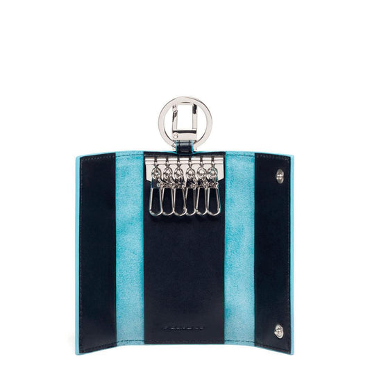 PIQUADRO Portachiavi grande in pelle BLU2 