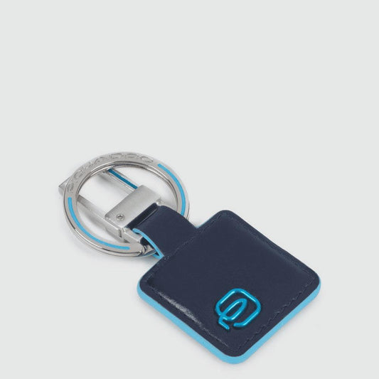 PIQUADRO Portachiavi moschettone in pelle<BR/> BLU2 