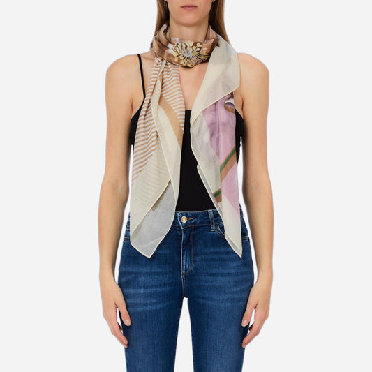 LIU JO Foulard grande colorblock WHITE CREAM 