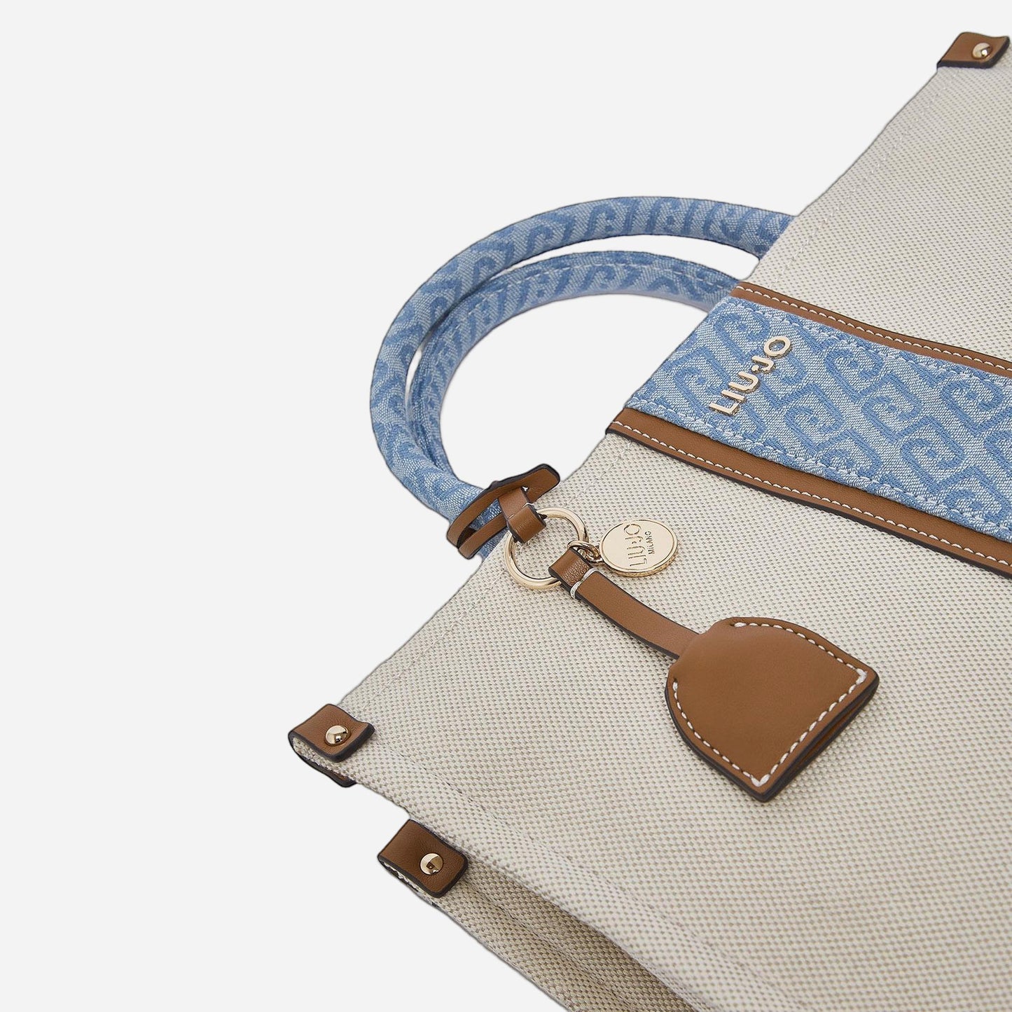 LIU JO Borsa jacquard media Neutro/denim 