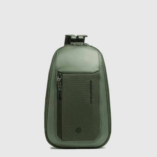 PIQUADRO Monospalla in pelle e tessuto Verde 
