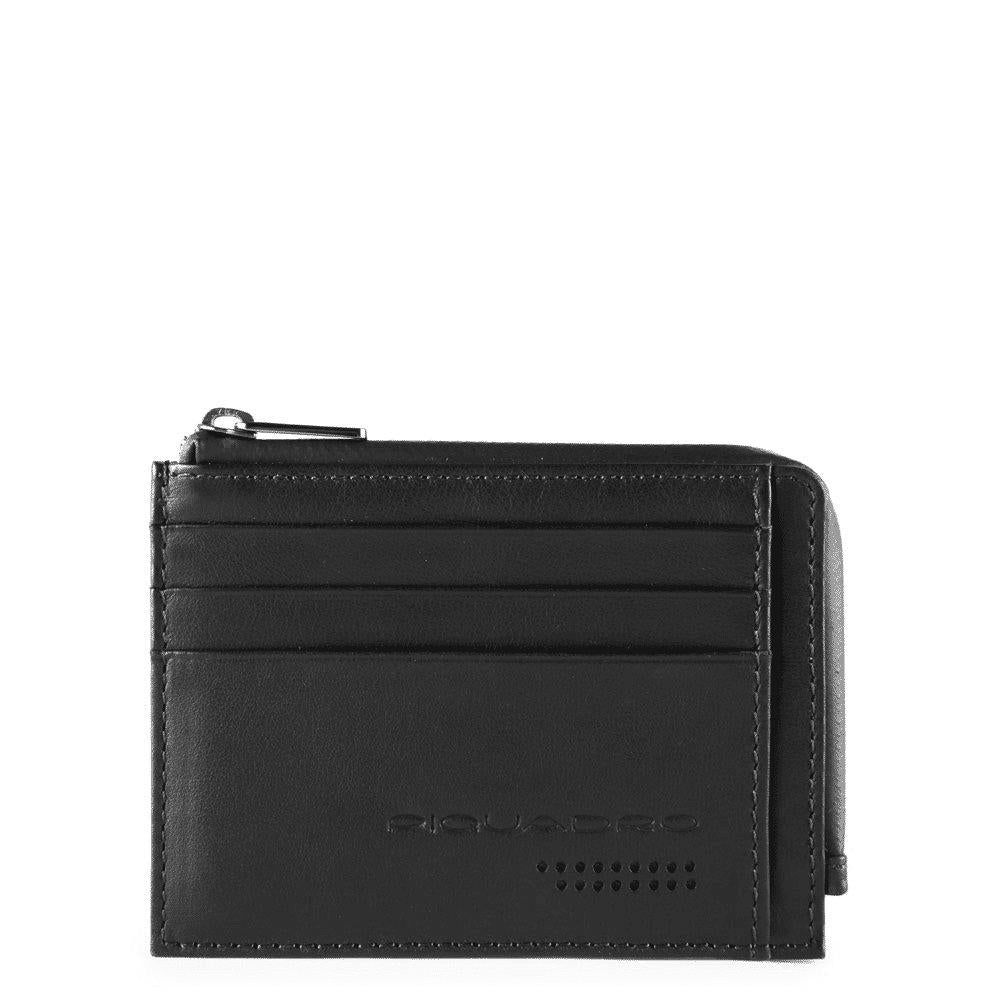 PIQUADRO Portamonete in pelle con porta documenti e carte Nero 