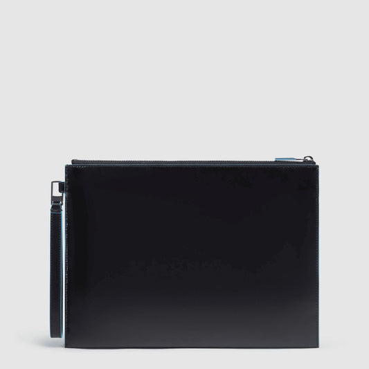 PIQUADRO Pochette uomo porta iPad® in pelle con polsiera Nero 