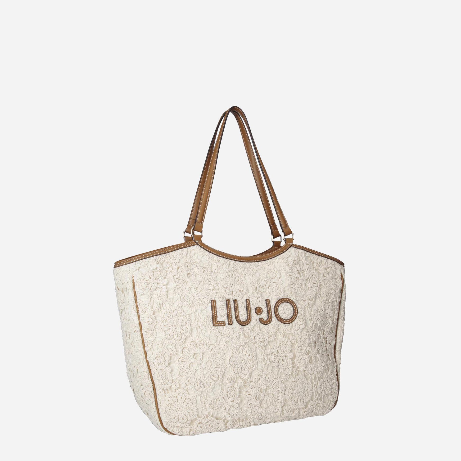 LIU JO Borsa tote grande in pizzo CREAM 
