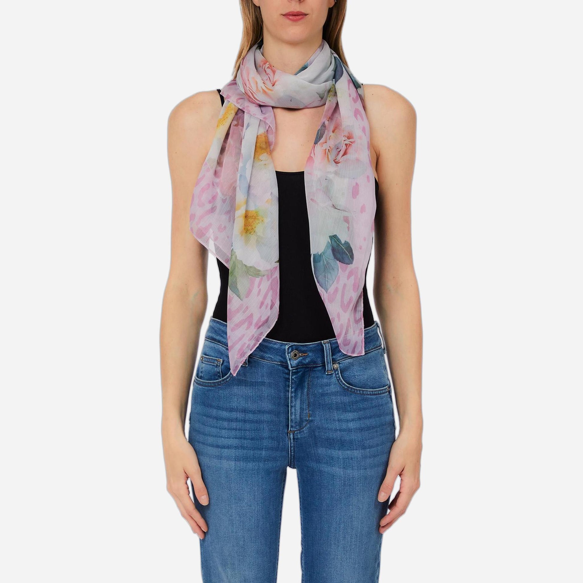 LIU JO Foulard grande con peonie Soft peony 