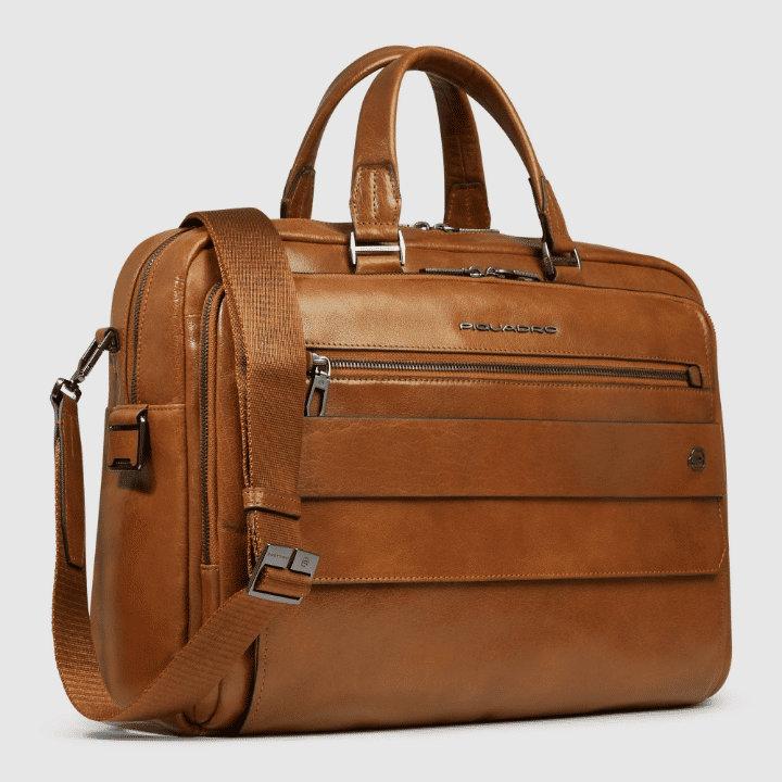 PIQUADRO Cartella  2 manici porta PC 15,6'' in pelle Beige 