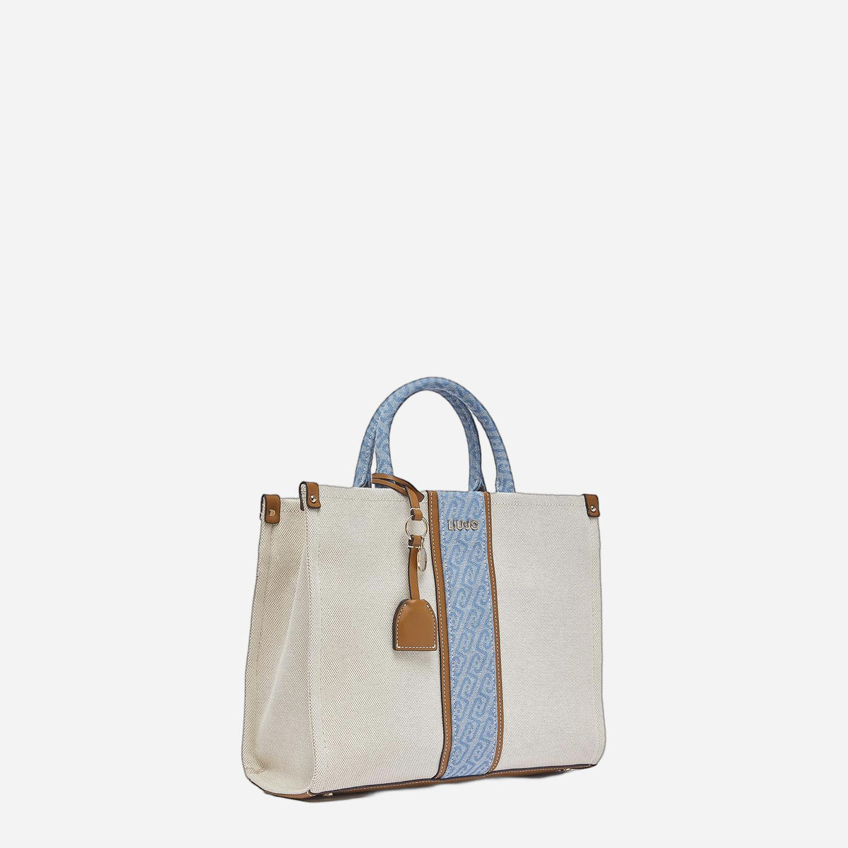 LIU JO Borsa jacquard media Neutro/denim 