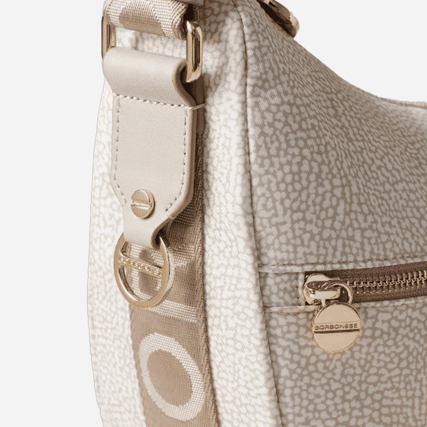 borbonese ECO LINE LUNA BAG MIDDLE WHITE COTTON 
